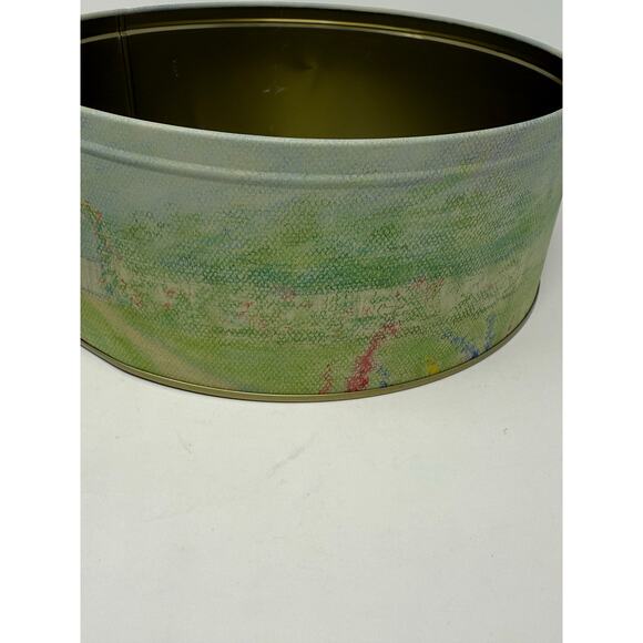 Metal Storage Tin Bunny Tea Garden Party 9.5” x 4” 'Rabbit Tea Party' - Picture 5 of 7